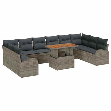 vidaXL Ensemble de canapés de jardin avec coussins 11 pcs Gris
