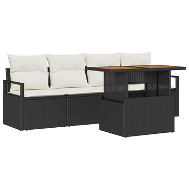 vidaXL Ensemble de canapés de jardin avec coussins 5 pcs Noir et crème