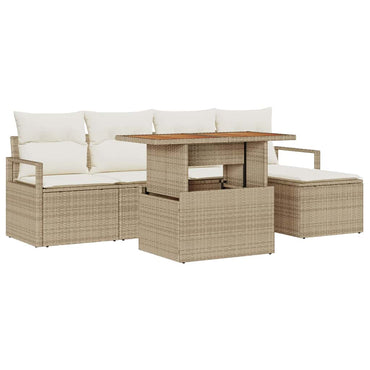 vidaXL Garten Essgruppe mit Kissen 6 pcs Beige und Creme