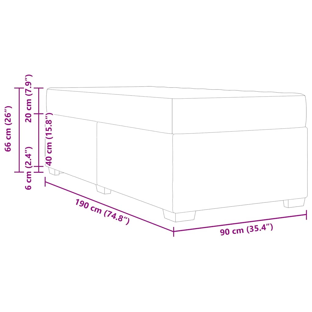 vidaXL Bettrahmen mit Matratze Dunkelblau 90 x 190 cm Stoff
