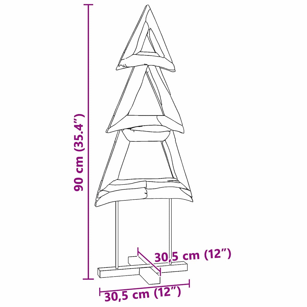 vidaXL Weihnachtsbaum mit Ständer Braun 90 cm Massivholz Teak
