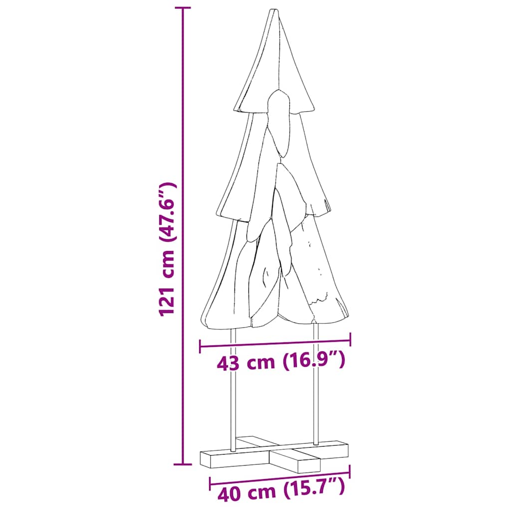 vidaXL Weihnachtsbaum mit Ständer Braun 121 cm Massivholz Teak