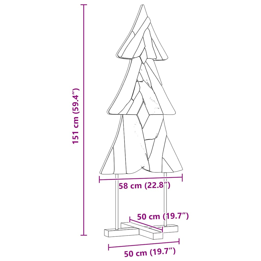 vidaXL Weihnachtsbaum mit Ständer Braun 151 cm Massivholz Teak
