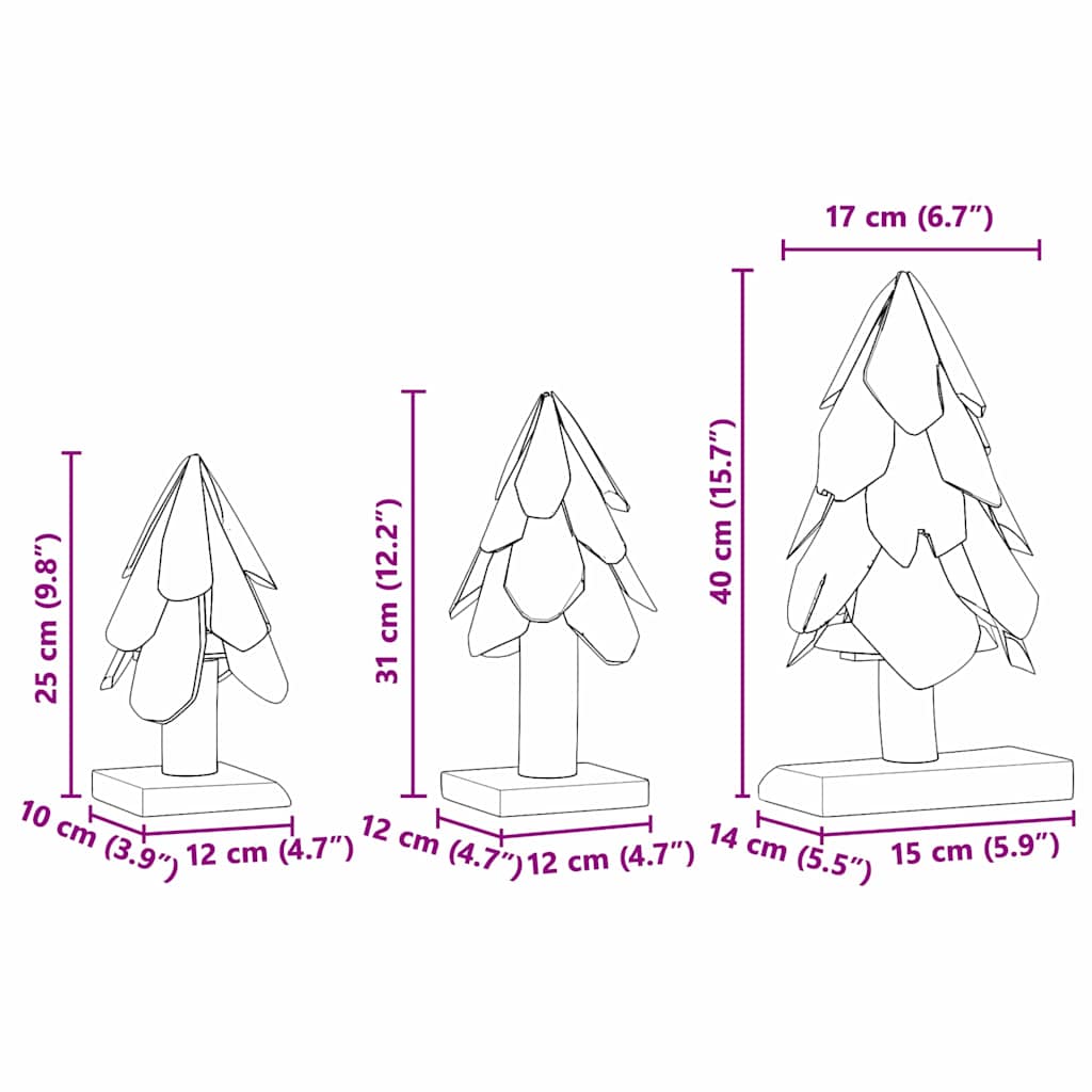 vidaXL Weihnachtsbaum mit Ständer 3 pcs Braun Massivholz Teak