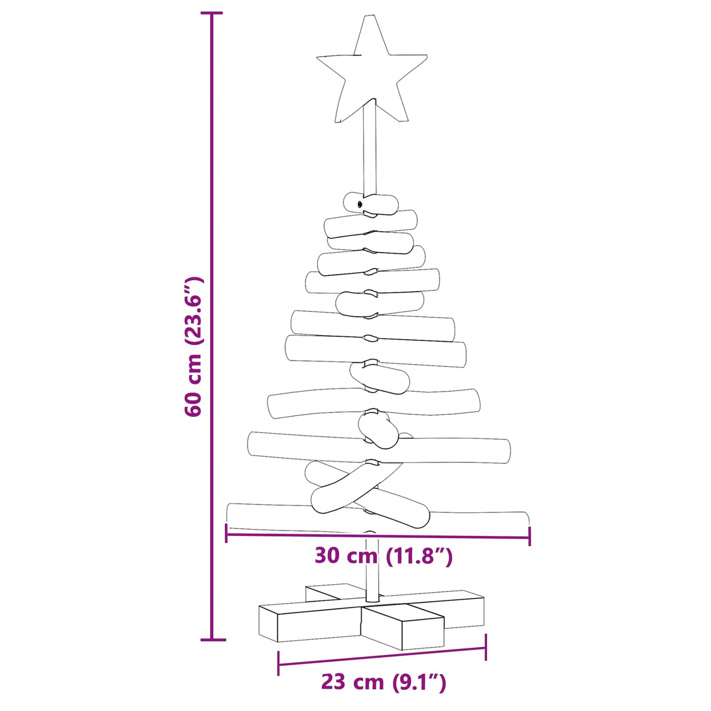 vidaXL Weihnachtsbaum mit Ständer Braun 60 cm Massivholz Teak