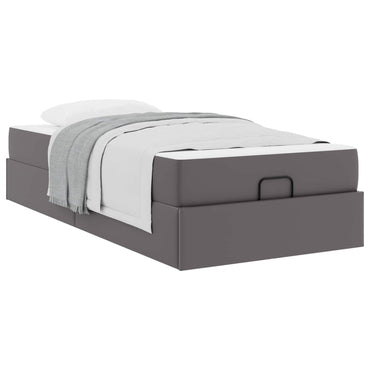 vidaXL Bettgestell mit Matratze mit Matratze 2 pcs Grau PVC