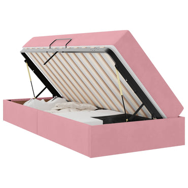 vidaXL Aufbewahrungsbett mit Matratze Rosa 90 x 190 cm Samt