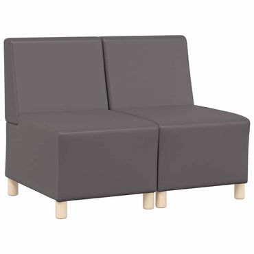 vidaXL Canapé modulable sans accoudoirs 2 pcs Gris 55 x 74 x 82 cm Similicuir