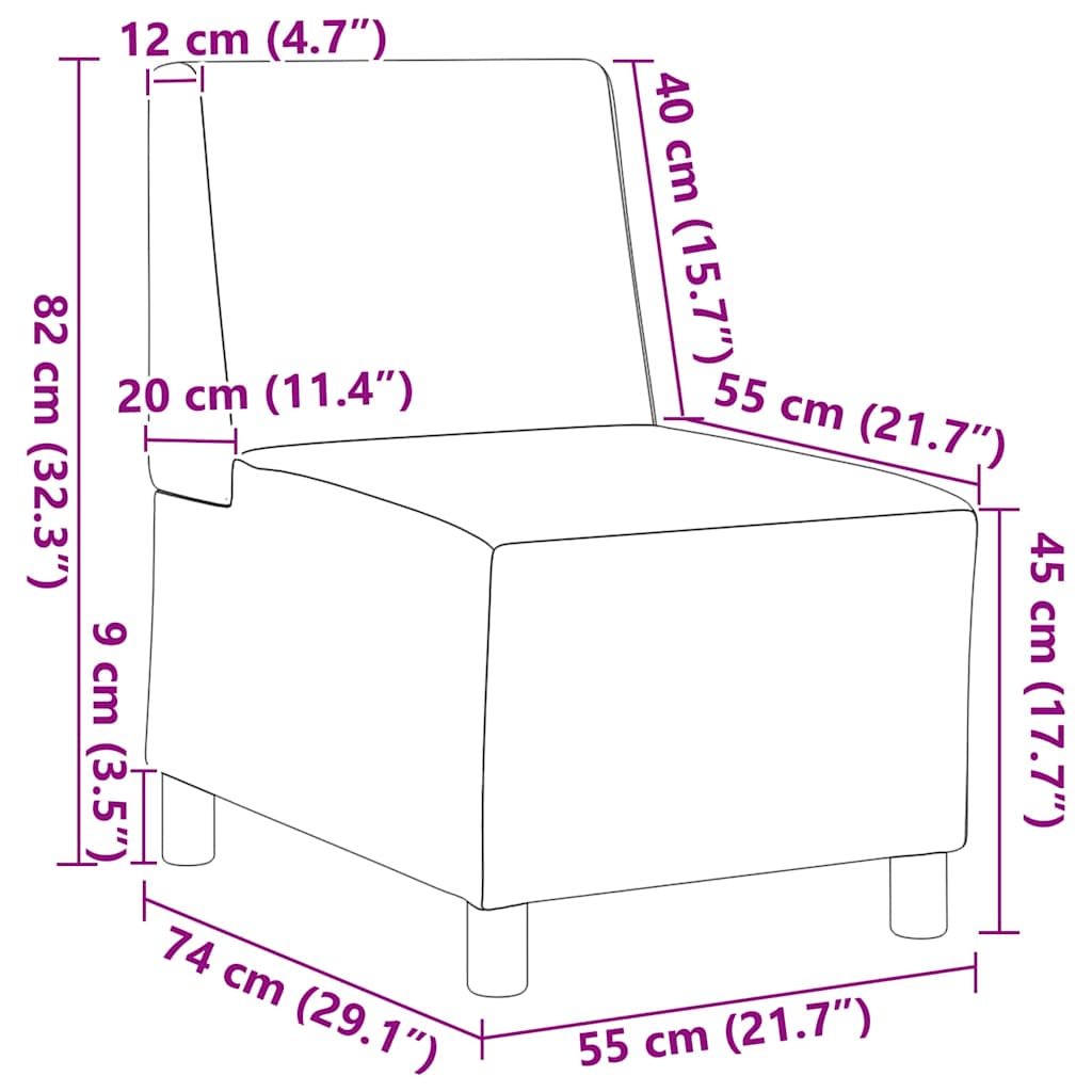 vidaXL Modulares Armfreies Sofa 2 pcs Dunkelgrau 55 x 74 x 82 cm