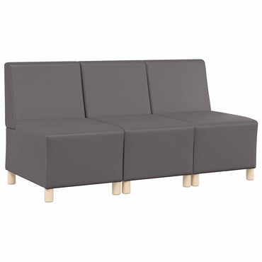 vidaXL Canapé modulaire sans accoudoirs 3 pcs Gris 55 x 74 x 82 cm Similicuir