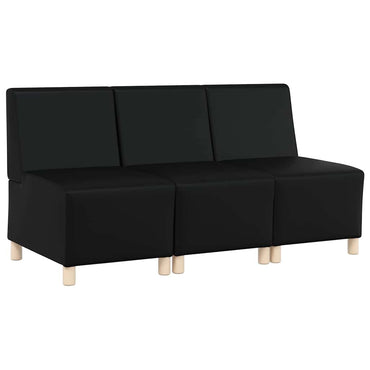 vidaXL Canapé modulaire sans accoudoirs 3 pcs Noir 55 x 74 x 82 cm