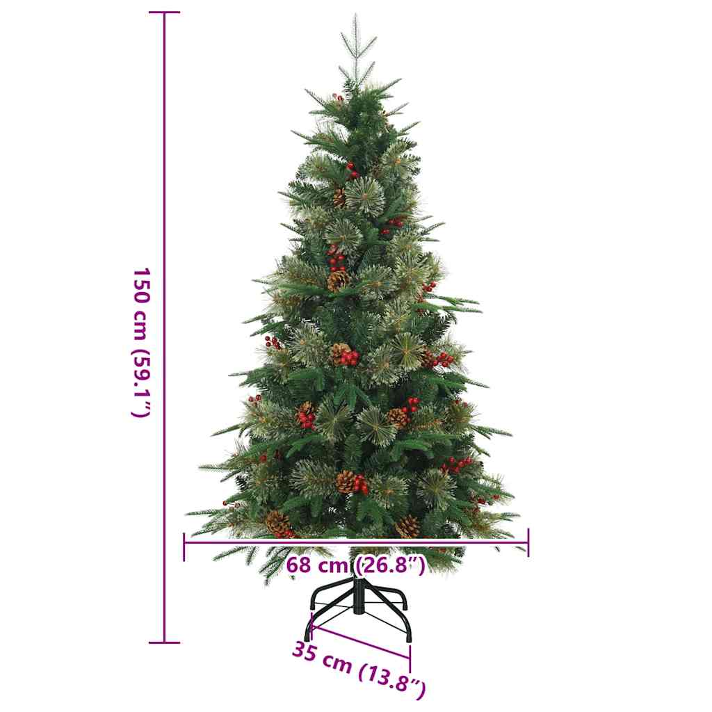 vidaXL Künstlicher klappbarer Weihnachtsbaum mit Ständer Grün 150 cm
