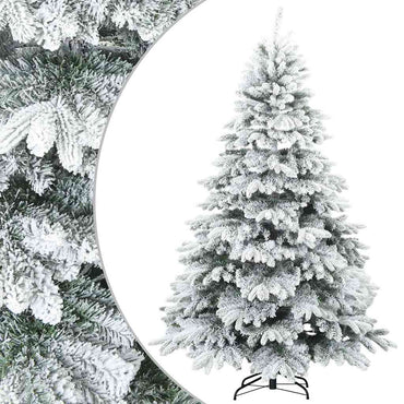vidaXL Künstlicher Scharnier-Weihnachtsbaum schneebedeckt Weiß 180 cm