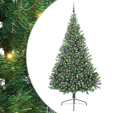 vidaXL Künstlicher vorbeleuchteter Weihnachtsbaum Grün 240 cm PVC