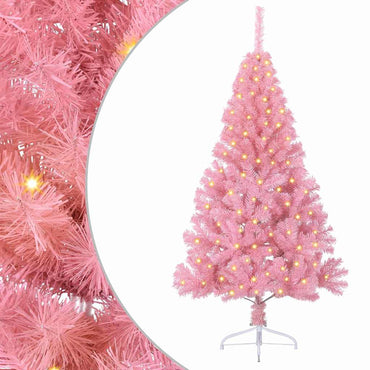 vidaXL Künstlicher vorbeleuchteter Weihnachtsbaum Rosa 120 cm PVC