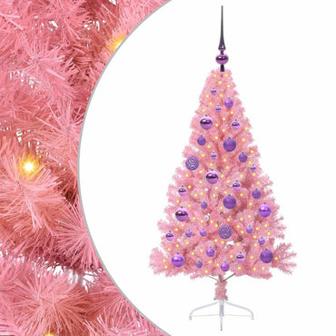 vidaXL Künstlicher vorbeleuchteter Weihnachtsbaum Rosa 120 cm PVC