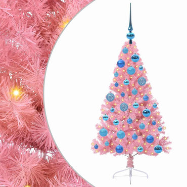 vidaXL Künstlicher vorbeleuchteter Weihnachtsbaum Rosa 120 cm PVC