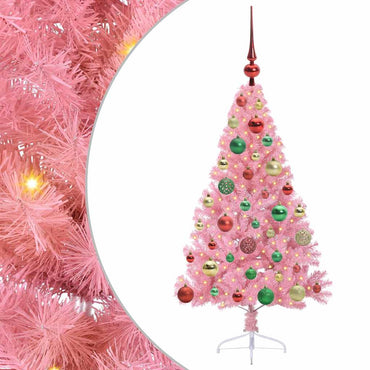 vidaXL Künstlicher vorbeleuchteter Weihnachtsbaum Rosa 120 cm PVC