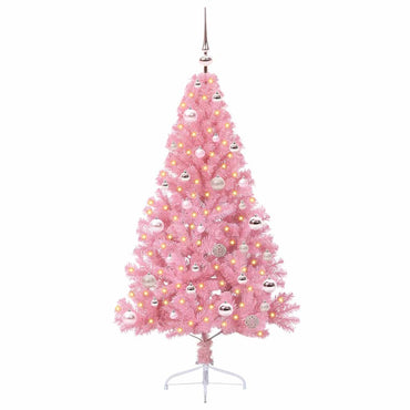 vidaXL Künstlicher vorbeleuchteter Weihnachtsbaum Rosa 150 cm PVC
