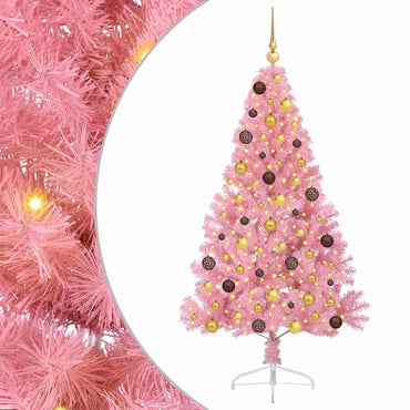 vidaXL Künstlicher vorbeleuchteter Weihnachtsbaum Rosa 180 cm PVC