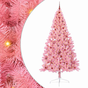 vidaXL Künstlicher vorbeleuchteter Weihnachtsbaum Rosa 240 cm PVC