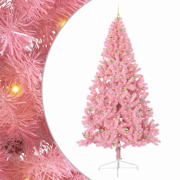 vidaXL Künstlicher vorbeleuchteter Weihnachtsbaum Rosa 240 cm PVC