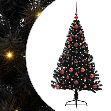 vidaXL Künstlicher vorbeleuchteter Weihnachtsbaum Schwarz 120 cm PVC