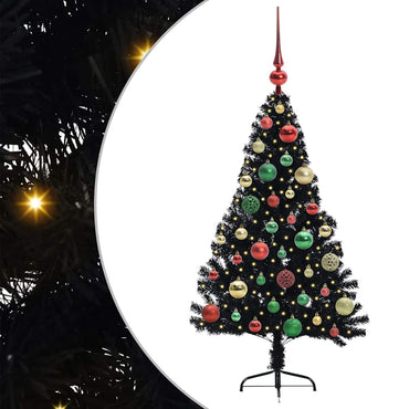 vidaXL Künstlicher vorbeleuchteter Weihnachtsbaum Schwarz 120 cm PVC