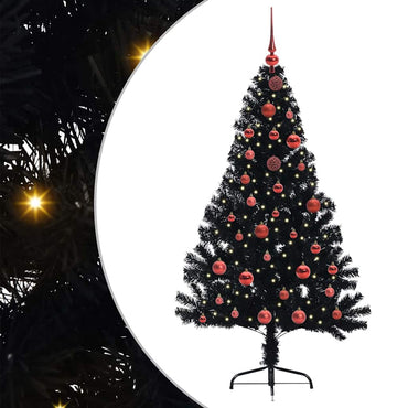 vidaXL Künstlicher vorbeleuchteter Weihnachtsbaum Schwarz 150 cm PVC