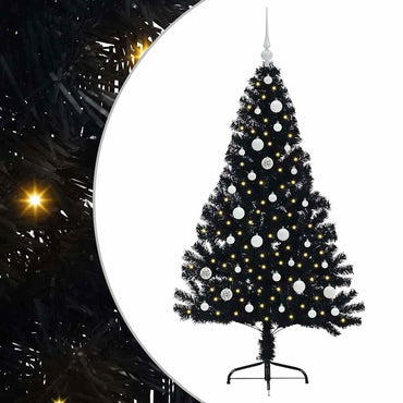vidaXL Künstlicher vorbeleuchteter Weihnachtsbaum Schwarz 150 cm PVC