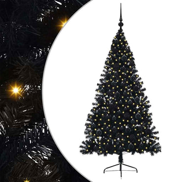 vidaXL Künstlicher vorbeleuchteter Weihnachtsbaum Schwarz 180 cm PVC
