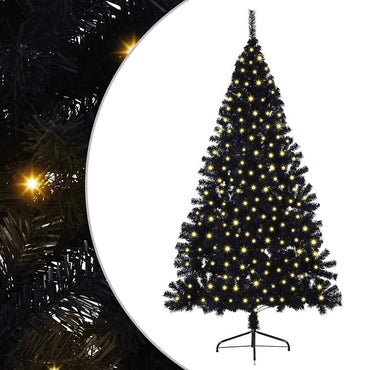 vidaXL Künstlicher vorbeleuchteter Weihnachtsbaum Schwarz 240 cm PVC