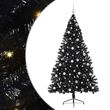 vidaXL Künstlicher vorbeleuchteter Weihnachtsbaum Schwarz 240 cm PVC