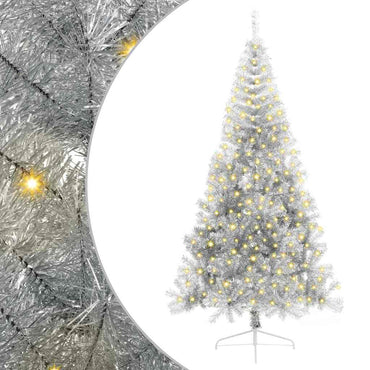 vidaXL Künstlicher vorbeleuchteter Weihnachtsbaum Silber 240 cm PET