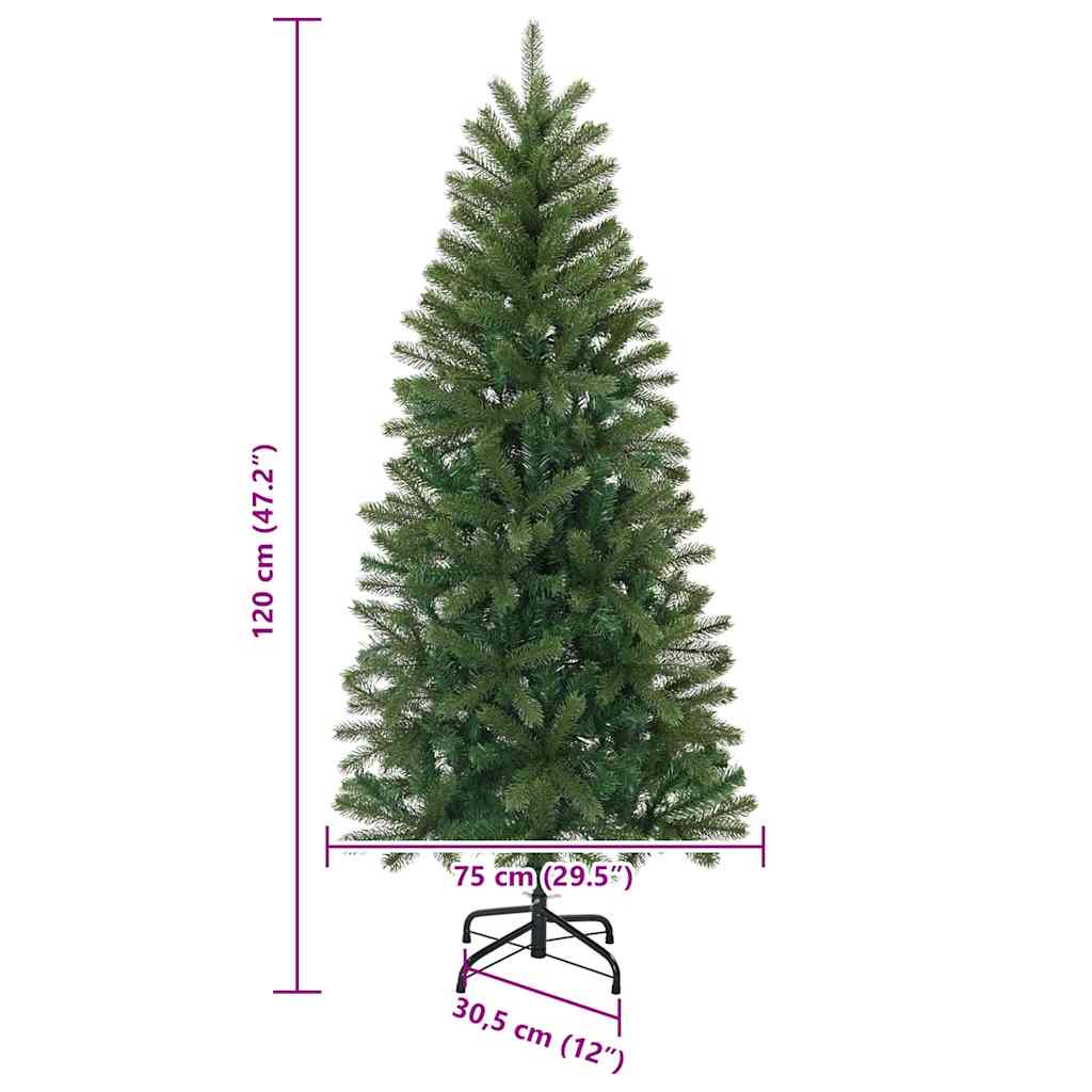 vidaXL Künstlicher Weihnachtsbaum mit 150 LEDs Grün 120 cm PE und PVC
