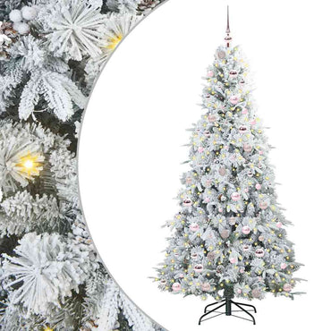 vidaXL Künstlicher klappbarer Weihnachtsbaum Weiß 210 cm PE und PVC