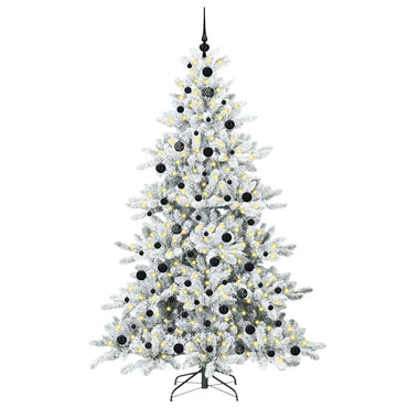 vidaXL Künstlicher klappbarer Weihnachtsbaum Weiß 210 cm PVC und Stahl