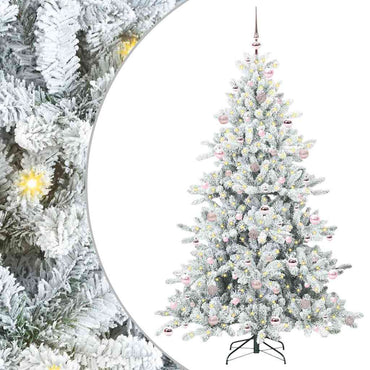 vidaXL Künstlicher klappbarer Weihnachtsbaum Weiß 210 cm PVC und Stahl