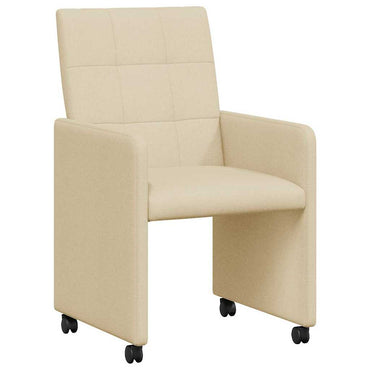 vidaXL Esszimmerstühle mit Rollen 2 pcs Creme 58 x 65 x 94 cm Stoff
