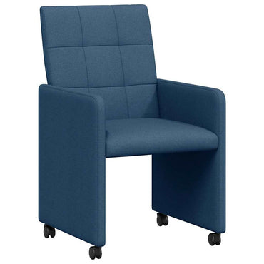 vidaXL Esszimmerstühle mit Rollen 2 pcs Blau 58 x 65 x 94 cm Stoff