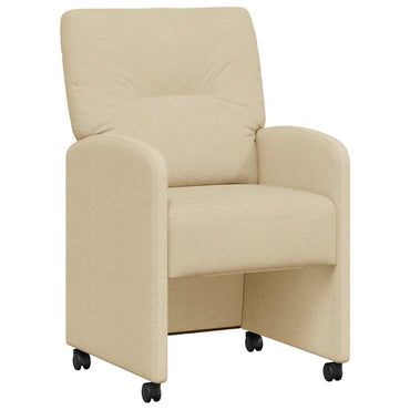 vidaXL Esszimmerstühle mit Rollen 2 pcs Creme 57 x 67 x 95 cm Stoff