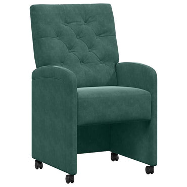 vidaXL Esszimmerstühle mit Rollen 2 pcs Dunkelgrün 58 x 67 x 97 cm