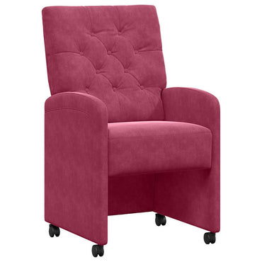 vidaXL Esszimmerstühle mit Rollen 2 pcs Weinrot 58 x 67 x 97 cm Samt