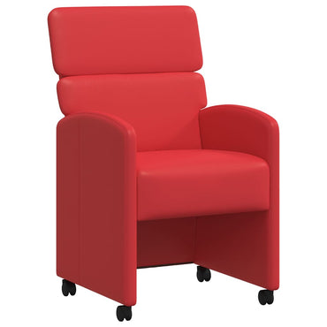 vidaXL Esszimmerstühle mit Rollen 2 pcs Rot 58 x 65 x 98 cm Kunstleder