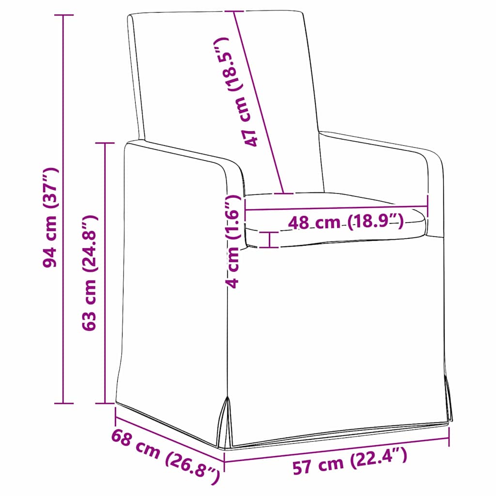 vidaXL Esszimmerstühle 2 pcs Taupe 57 x 67 x 95 cm Stoff