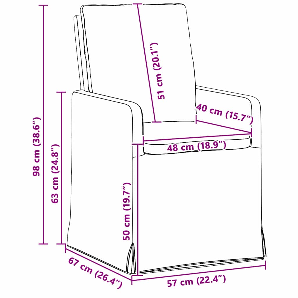 vidaXL Esszimmerstühle 2 pcs Hellgrau 57 x 67 x 98 cm Stoff