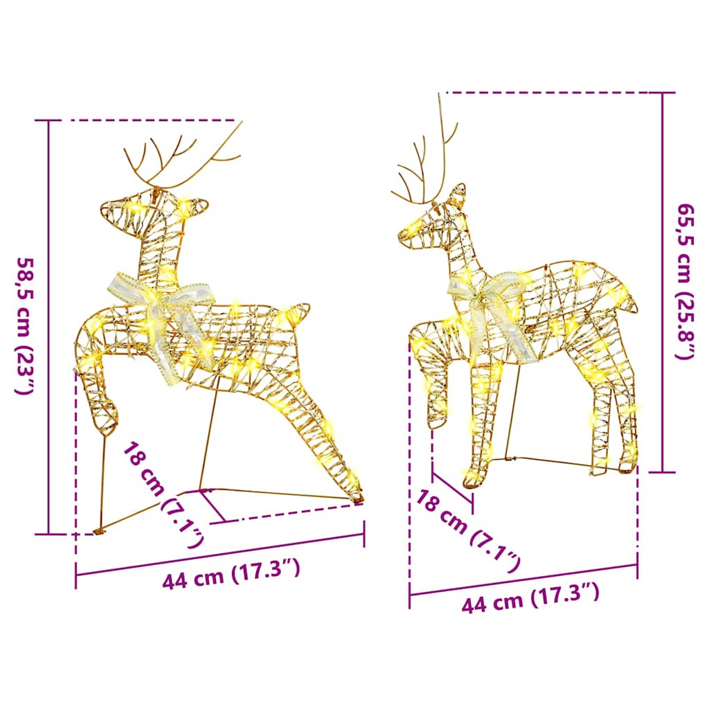 LED Rentiere mit 180 LEDs 6 pcs Gold PET
