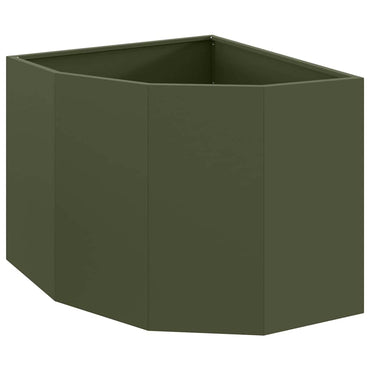 vidaXL Eckpflanzer Olivgrün 60 x 60 x 50 cm Stahl
