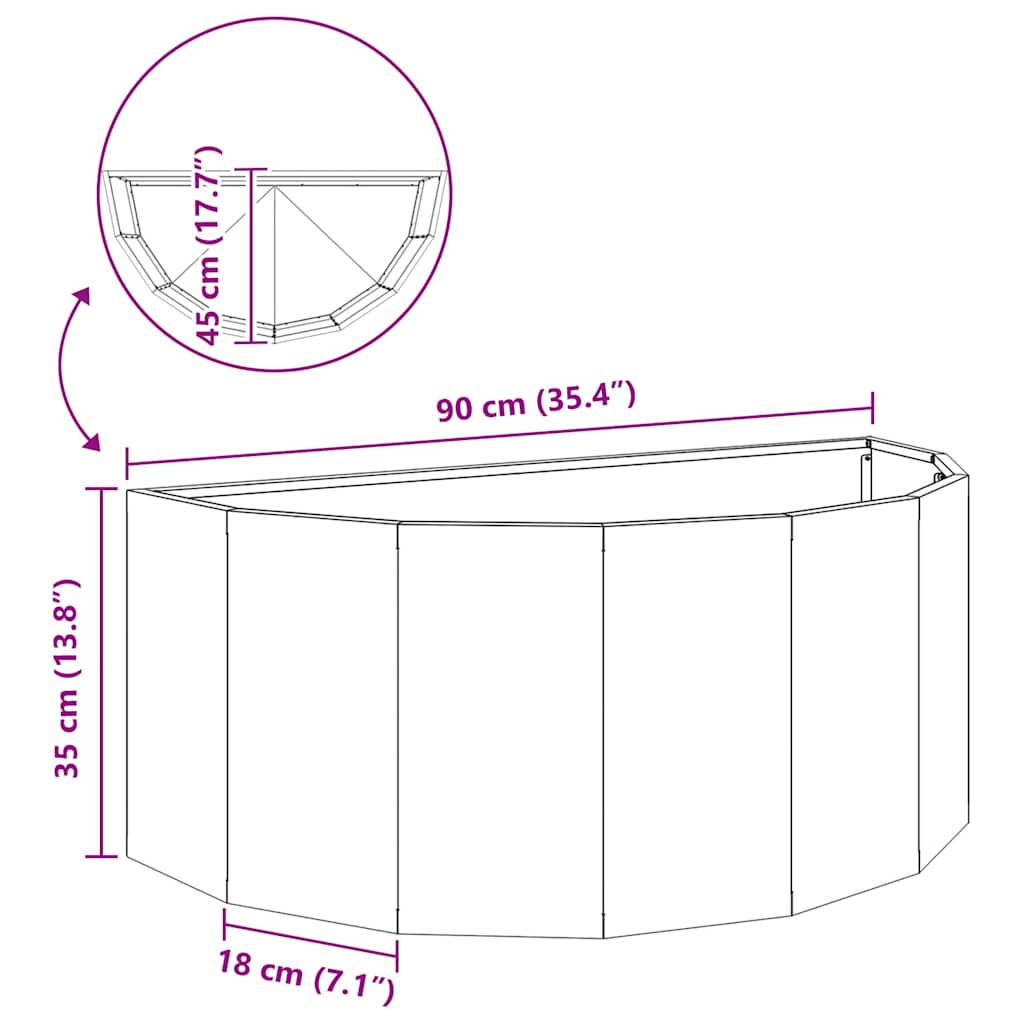 vidaXL Pflanzkübel Olive Grün 90 x 45 x 35 cm Stahl