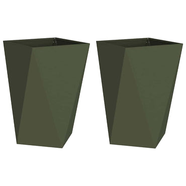 vidaXL Jardinières 2 pcs Vert olive 50 x 50 x 75 cm Acier
